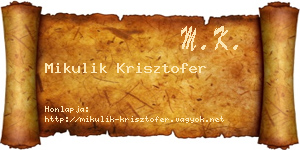 Mikulik Krisztofer névjegykártya